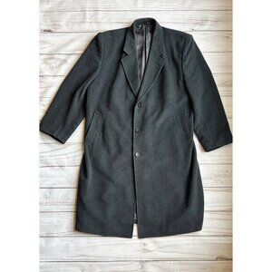 GGG Clothes Men's Vintage Virgin Wool & Cashmere Long Trench Coat in Black 48L